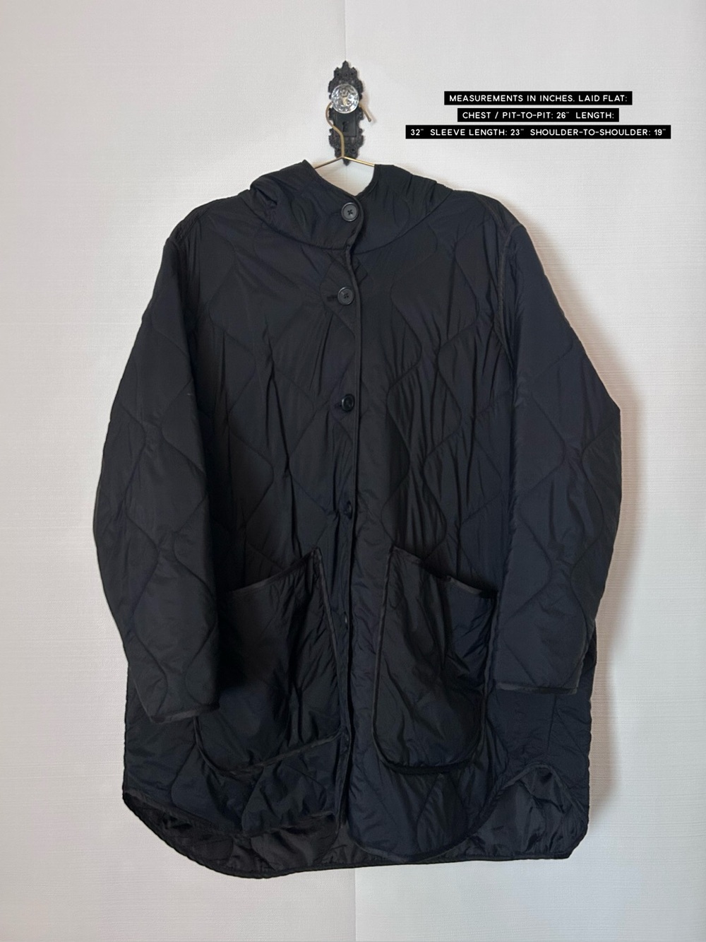 Old Navy Women’s Black Quilted Hooded Utility Liner Jacket